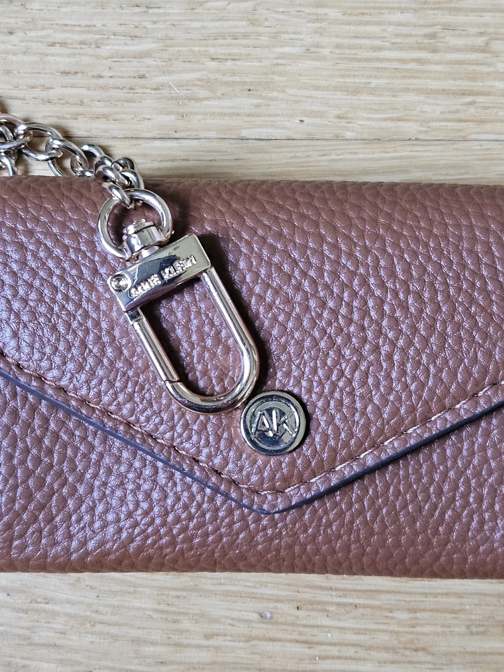Anne Klein Brown Pebbled Wallet  with Keychain Accent